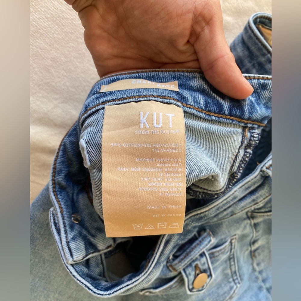 Kut from the Kloth Charlotte High Rise Wide Leg Blue Straight Jeans Women’s 12 - Picture 6 of 14